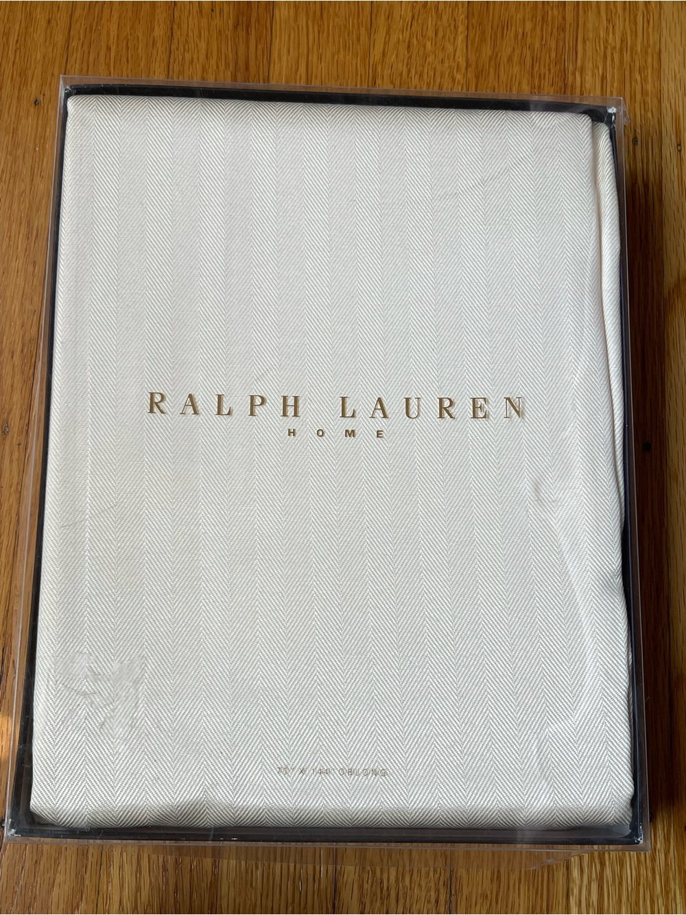 Ralph Lauren Home Ivory Herringbone 70x144’ Oblong Tablecloth